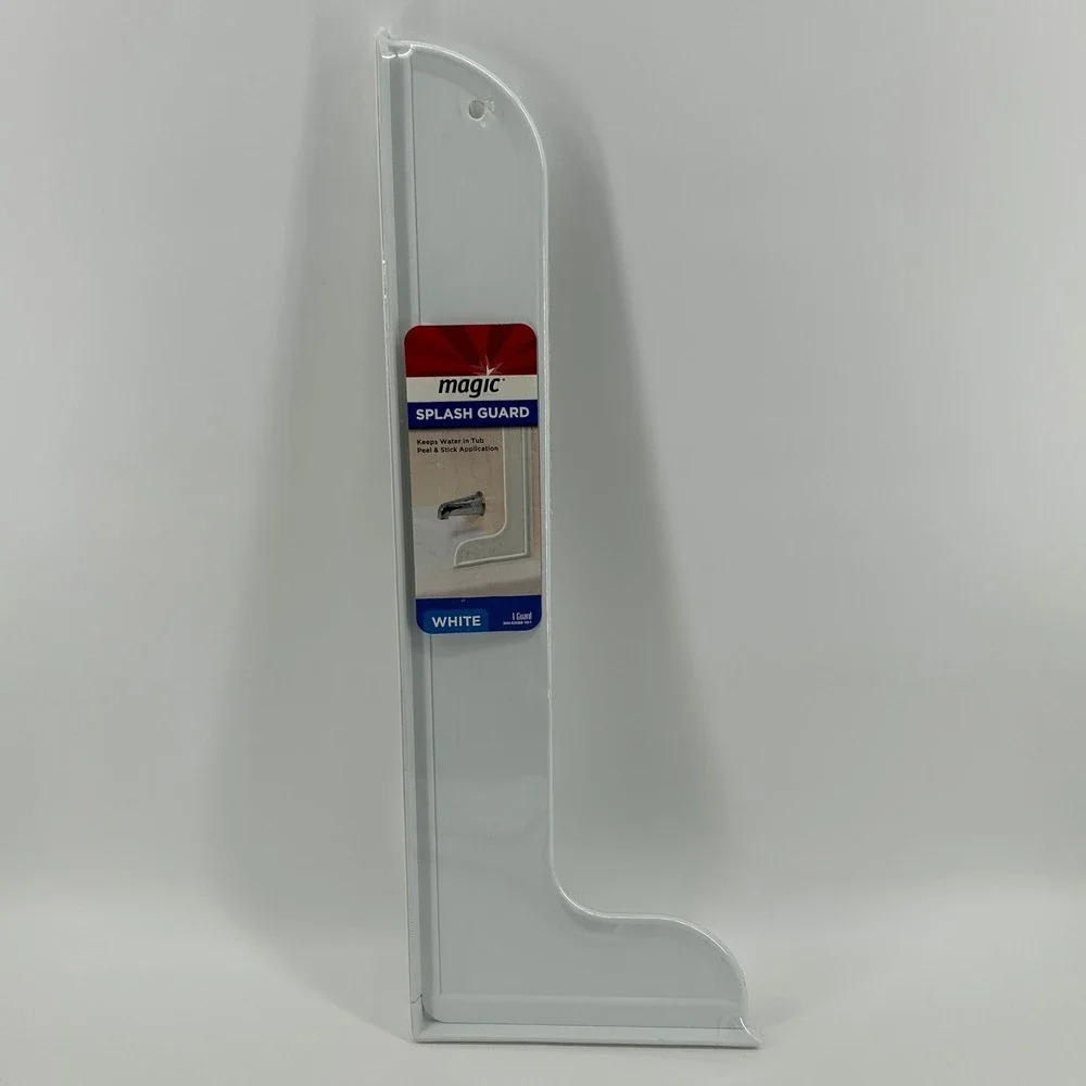 Magic Splash Guard White Peel Stick Bathtub Shower Water Seal 1 Tall Guard NEW